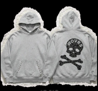 LEOPARD SKULL HOODIE (HEATHER)