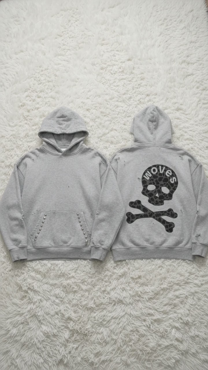 LEOPARD SKULL HOODIE (HEATHER)